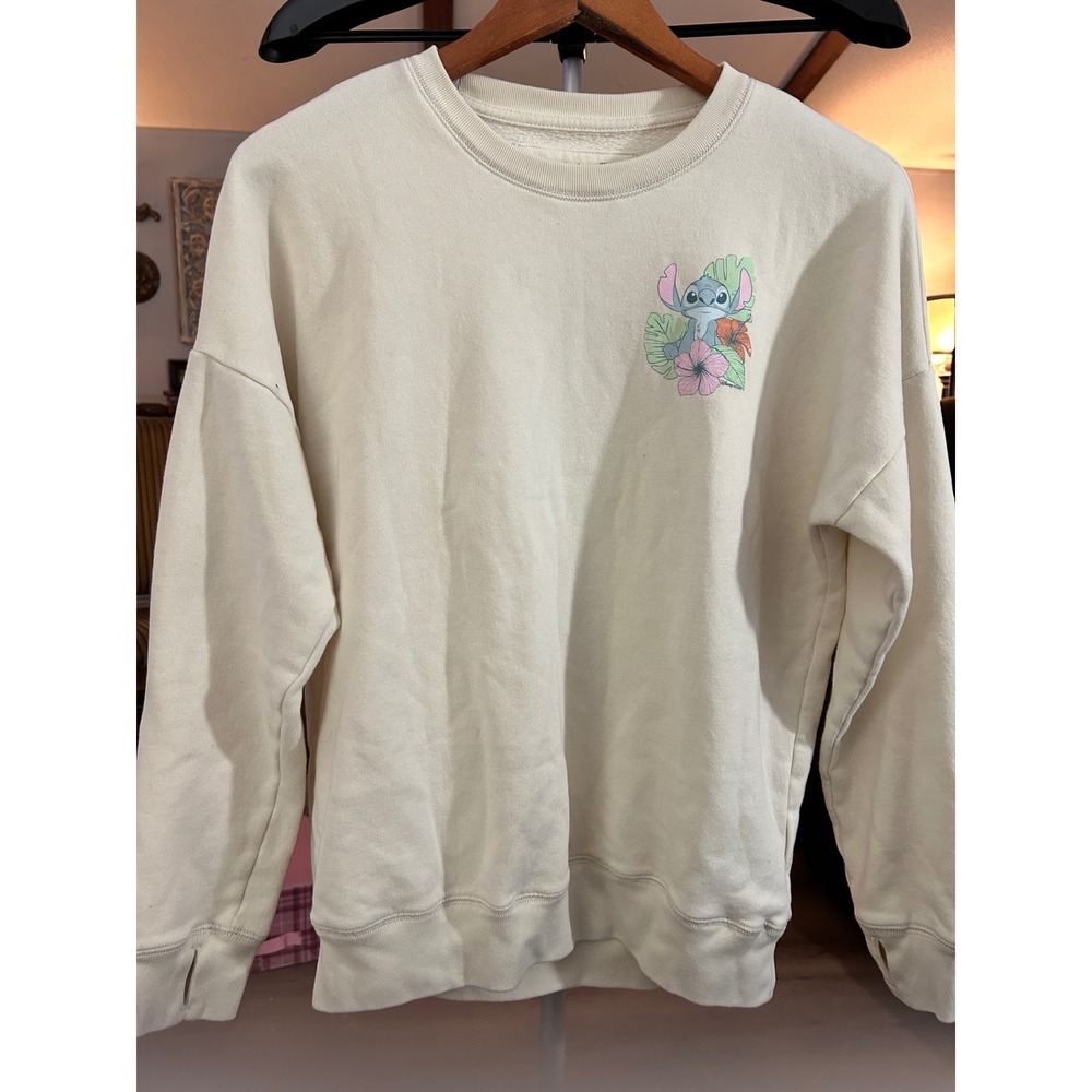 Abercrombie Kids Disney Lilo & Stitch Cream Graphic Sweatshirt Girls‎ Size 15/16